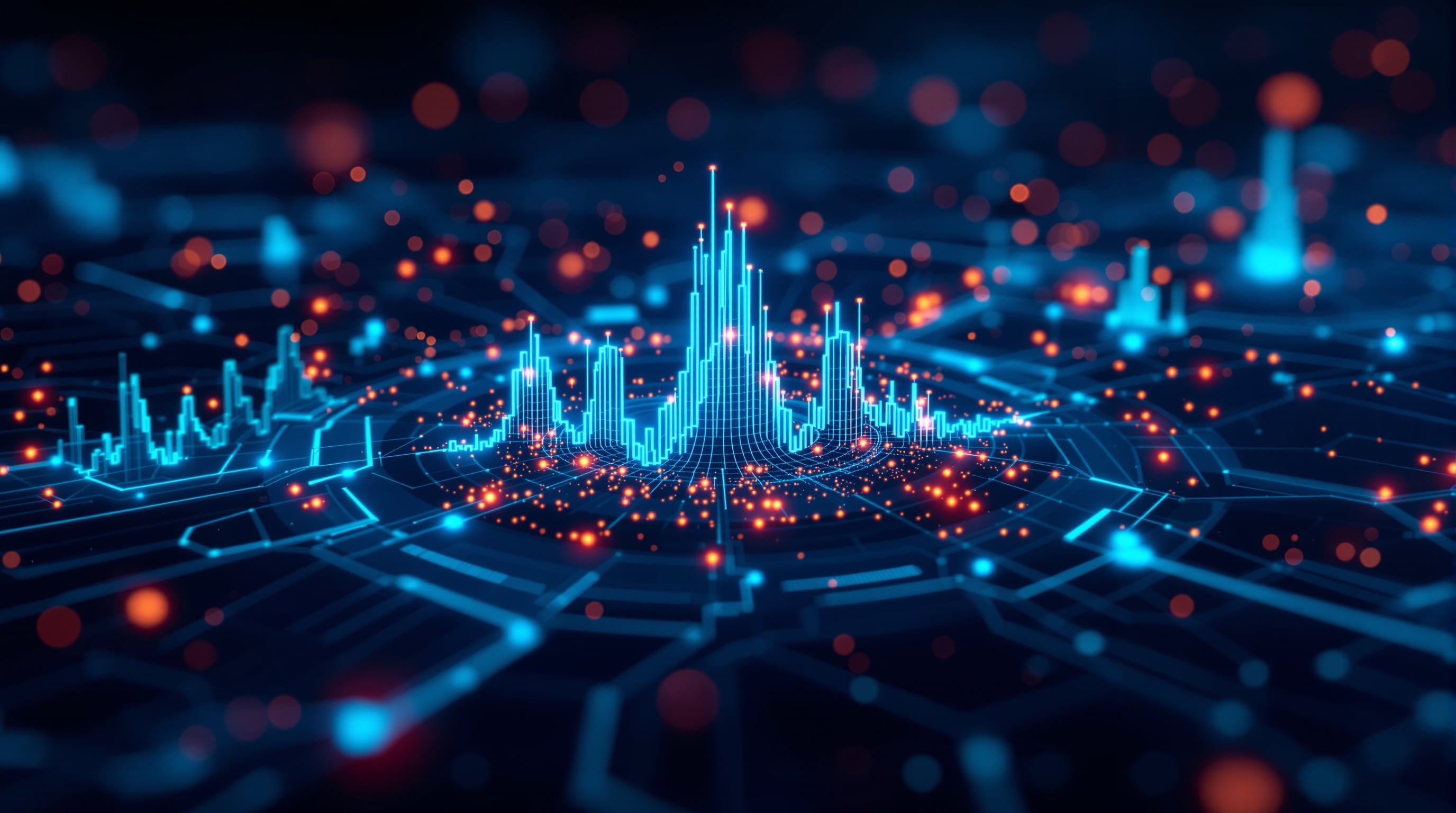 AI-driven threat detection system monitoring network traffic with anomaly detection and threat node identification